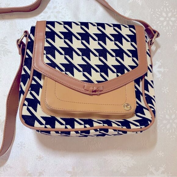 Spartina 449 Stoddard Crossbody Handbag Linen & Leather Snap Closure Gorgeous - Picture 1 of 10